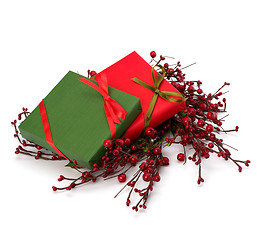 Image showing festive gift box stack 