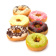 Image showing Delicious doughnuts isolated on white background 