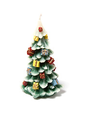 Image showing Christmas tree candle  isolated on the white background 