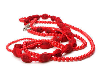Image showing Red beads isolated on white background