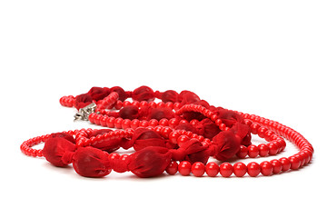 Image showing Red beads isolated on white background