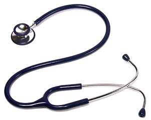 Image showing blue stethoscope isolated on white background