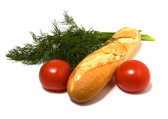 Image showing vegetable and bread isolated on white 