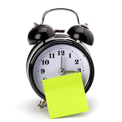 Image showing Alarm clock with sticky paper 