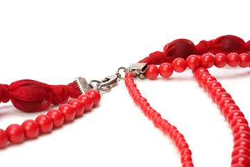 Image showing Red beads isolated on white background