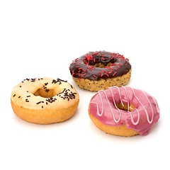 Image showing Delicious doughnuts isolated on white background 