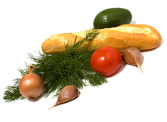 Image showing vegetable and bread isolated on white 

