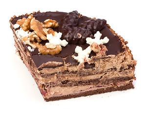 Image showing Slice of chocolate cream cake