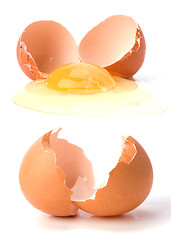 Image showing broken egg and empty eggshell 
