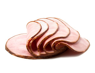 Image showing sliced smoked meat isolated on white background