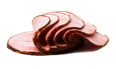 Image showing sliced smoked meat isolated on white background