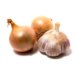Image showing Garlic and onion isolated on white