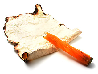 Image showing Burnt paper with candle 