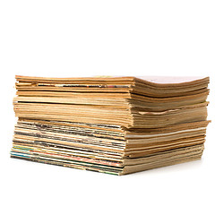 Image showing tattered journals stack isolated on white background