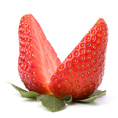 Image showing Halved strawberry isolated on white background