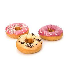 Image showing Delicious doughnuts isolated on white background 