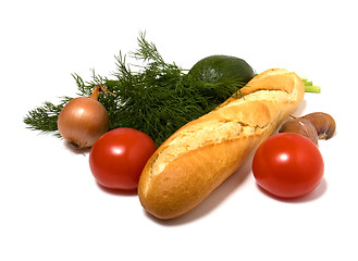 Image showing vegetable and bread isolated on white 