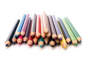 Image showing 
Colour pencils isolated on white  background close up
