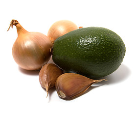 Image showing Garlic, onion and avocado isolated