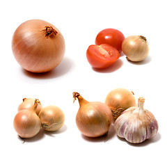 Image showing garlic and onion isolated on white