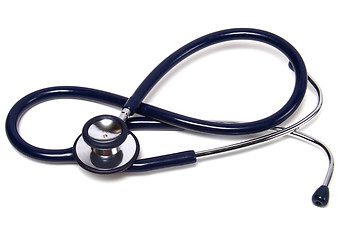 Image showing blue stethoscope isolated on white background