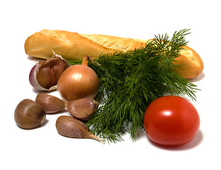 Image showing vegetable and bread isolated on white 