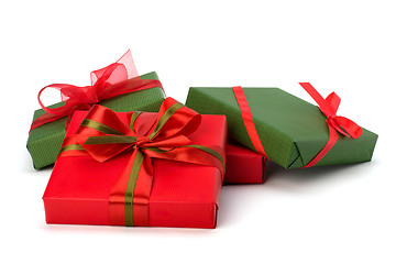 Image showing festive gift box stack 