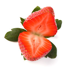 Image showing Halved strawberry isolated on white background