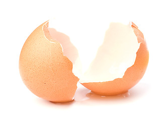 Image showing broken eggshell  isolated on white background