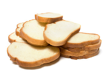 Image showing sliced baguette isolated on white  