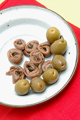 Image showing anchovies and olives
