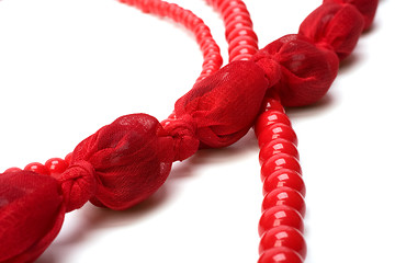 Image showing Red beads isolated on white background