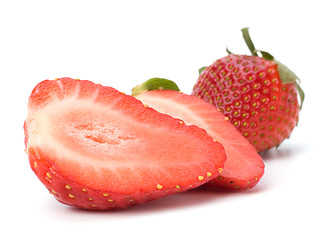 Image showing Halved strawberry isolated on white background