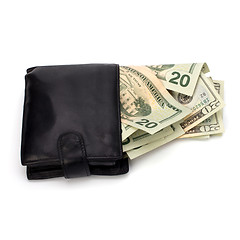 Image showing Money in leather  purse 