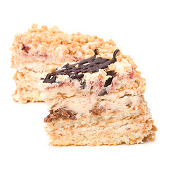 Image showing Slice of  cream cake isolated on white background