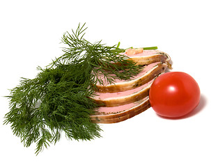 Image showing vegetable and ham isolated on white 

