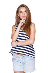 Image showing Pensive girl teenager hipster