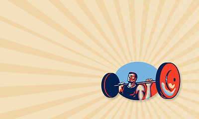 Image showing Weightlifter Lifting Weights Retro