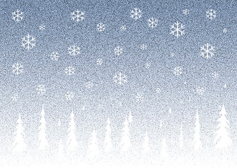 Image showing Winter background with snowflakes and trees