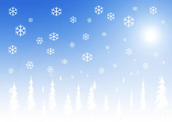 Image showing Winter background with snowflakes and trees