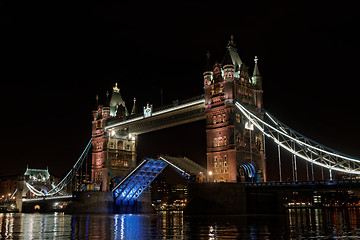 Image showing London Tower Bridge at night, England