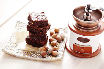 Image showing brownie with hazelnuts