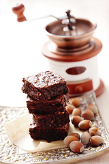 Image showing brownie with hazelnuts