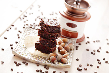 Image showing brownie with hazelnuts