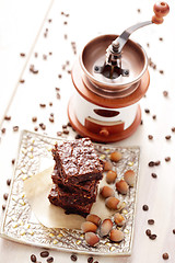 Image showing brownie with hazelnuts