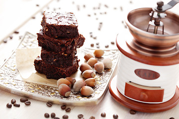 Image showing brownie with hazelnuts