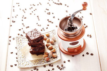 Image showing brownie with hazelnuts