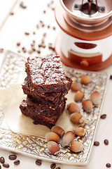 Image showing brownie with hazelnuts