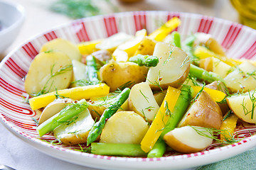 Image showing Potato with Herb and Asparagus salad