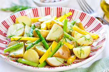 Image showing Potato with Herb and Asparagus salad